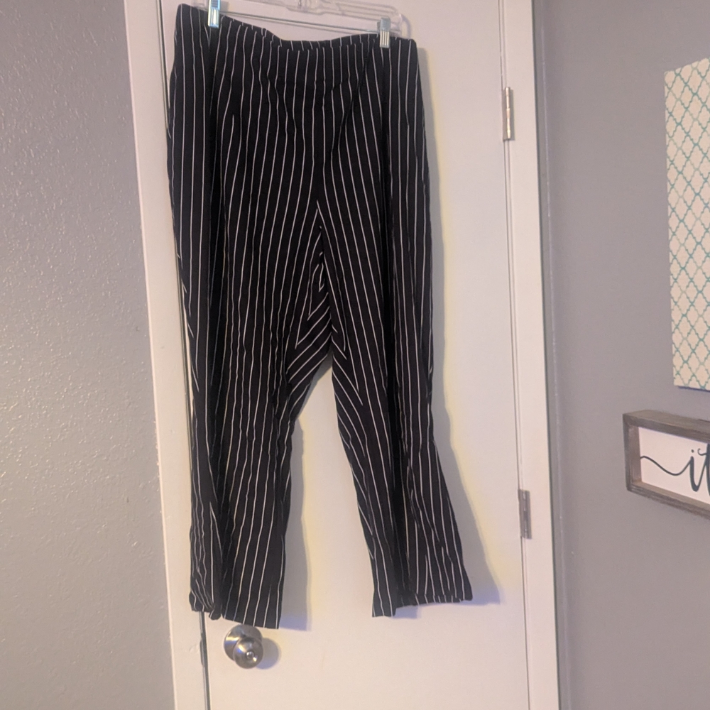 Cato Black and White Pinstripe Pants